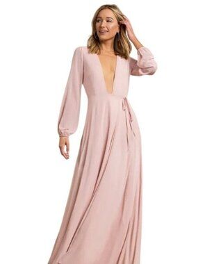 NWT Tobi Blush Pink Deep V-Neck Long Sleeve Maxi Dress - Size XS